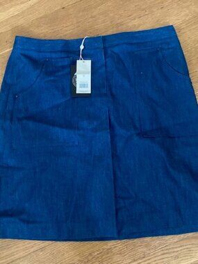Tory Burch Cotton A-line Skirt in Marine Blue, Size 12, NWT